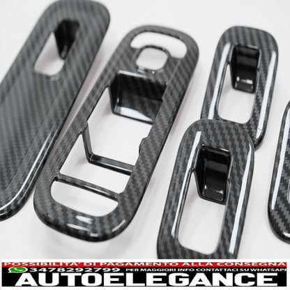 copertura interna del pulsante dell'interruttore del vetro del finestrino dell'auto con coperchio della porta, ciotola della maniglia e console, cruscotto e cornice del faro dell'auto, adatto per Mercedes A W177 V177 (2018+), pellicola in carbonio. AUTOELEGANCERICAMBI