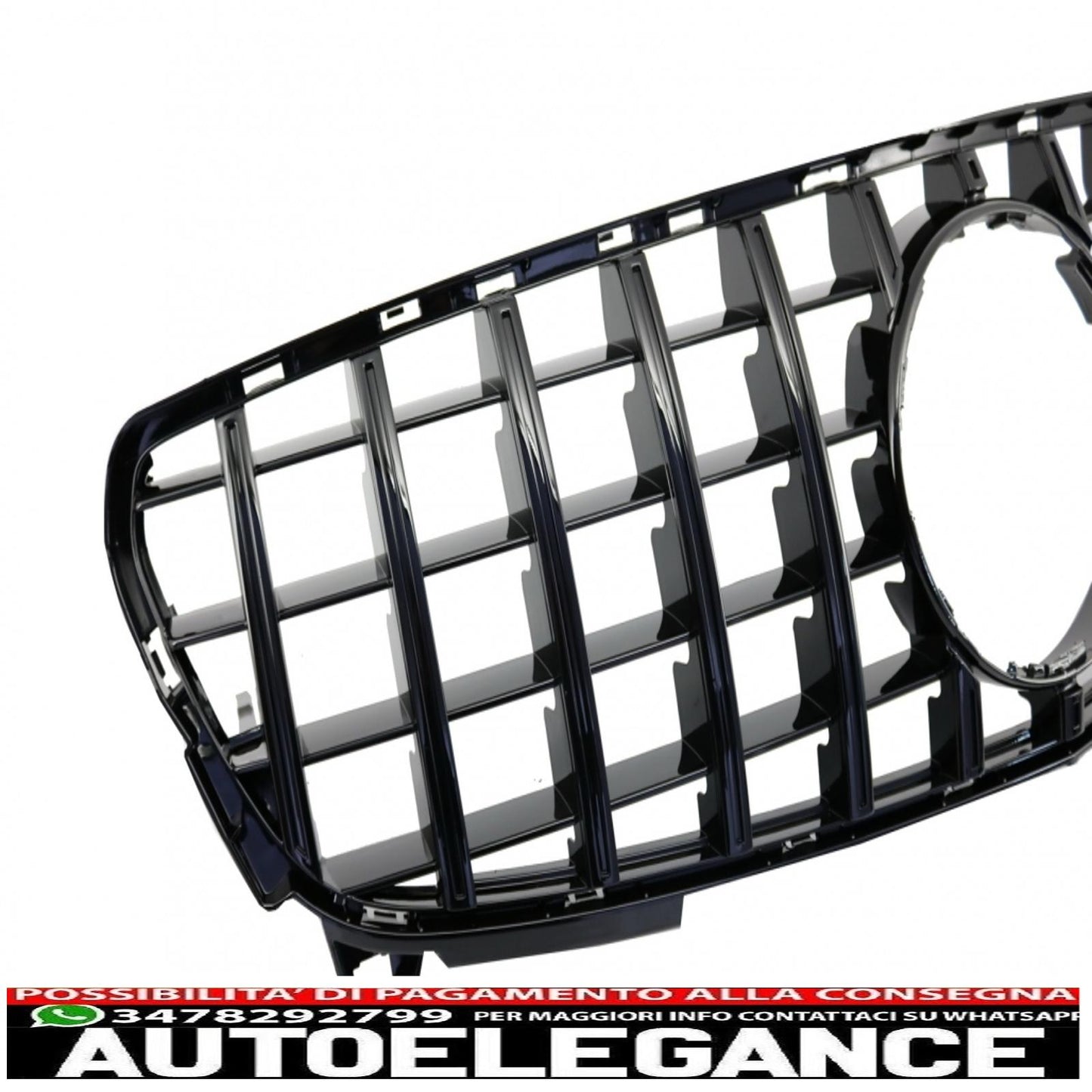 central grille suitable for mercedes a-class w176 restyling (09.2015-2018) a45 gt-r design panamericana all black