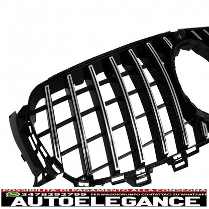 central grille suitable for mercedes e class w213 s213 c238 a238 (2016-2019) gt-r panamericana design black chrome