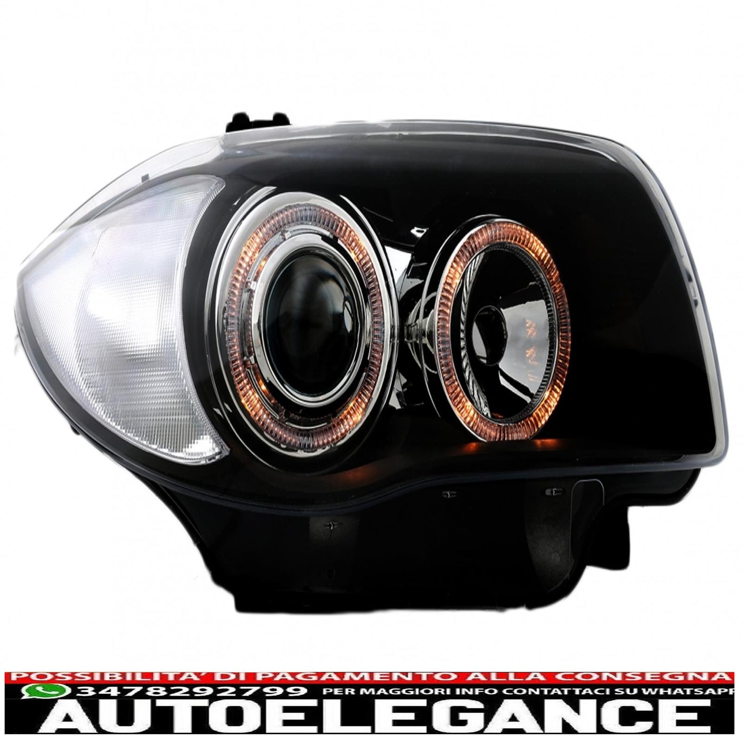 headlights suitable for bmw 1 series e81 e82 e87 e88 (2004-2011) angel eye 2 black halo rims