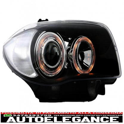 headlights suitable for bmw 1 series e81 e82 e87 e88 (2004-2011) angel eye 2 black halo rims