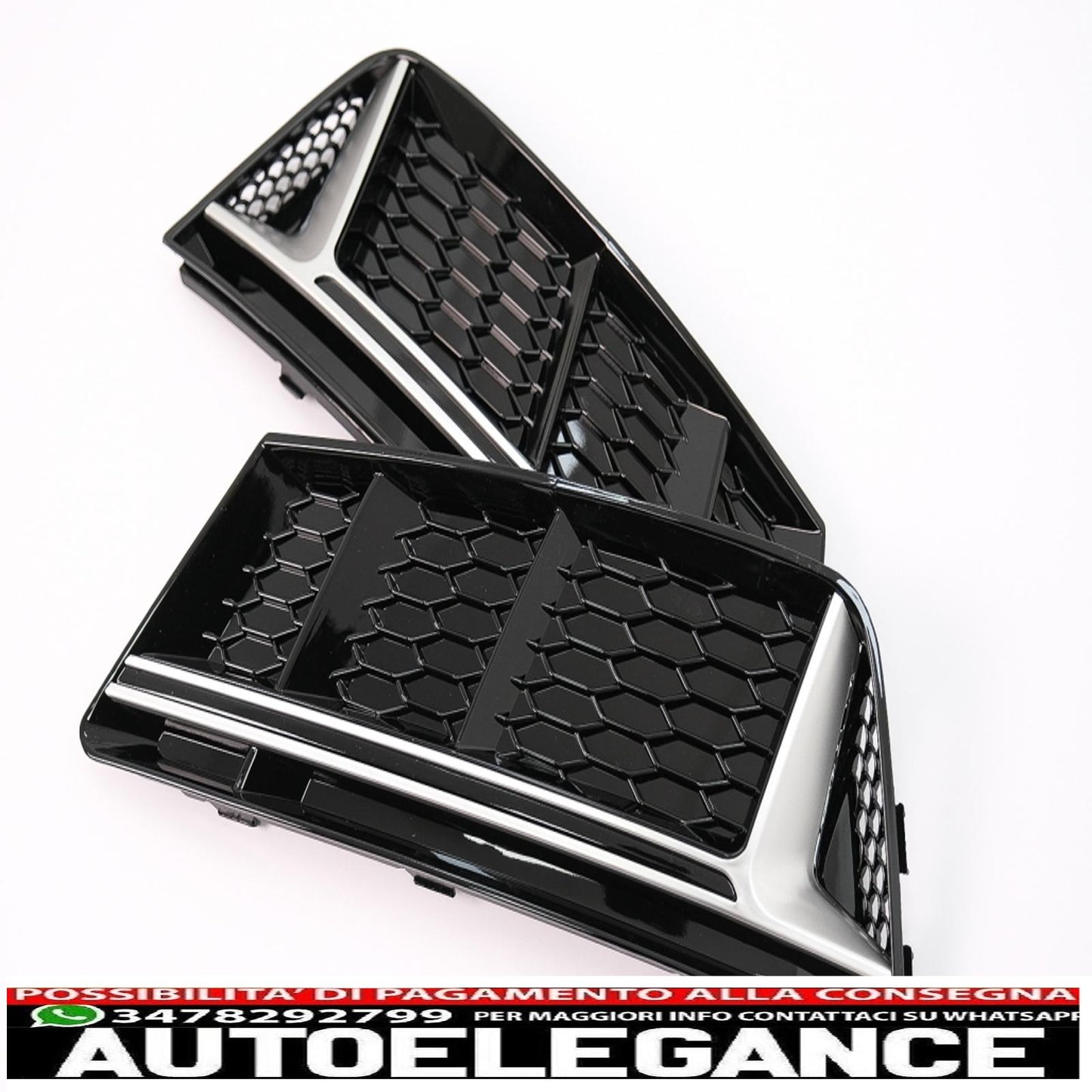 coperture inferiori della griglia del paraurti griglie laterali adatte per audi a4 b9 berlina avant (2016-2018) rs4 design silver edition AUTOELEGANCERICAMBI