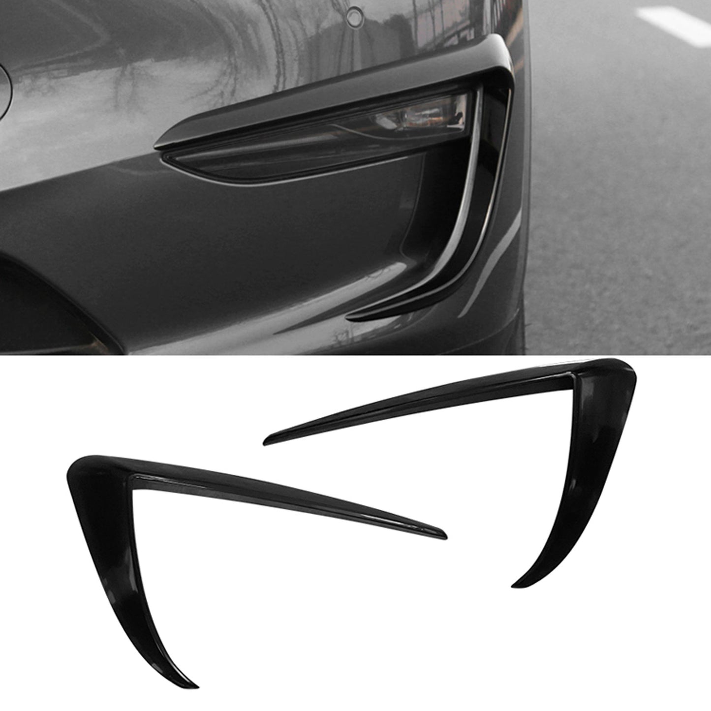 FLAPS ANTERIORI ADATTI PER TESLA MODEL 3 NERO LUCIDO DESIGN SPORTIVO