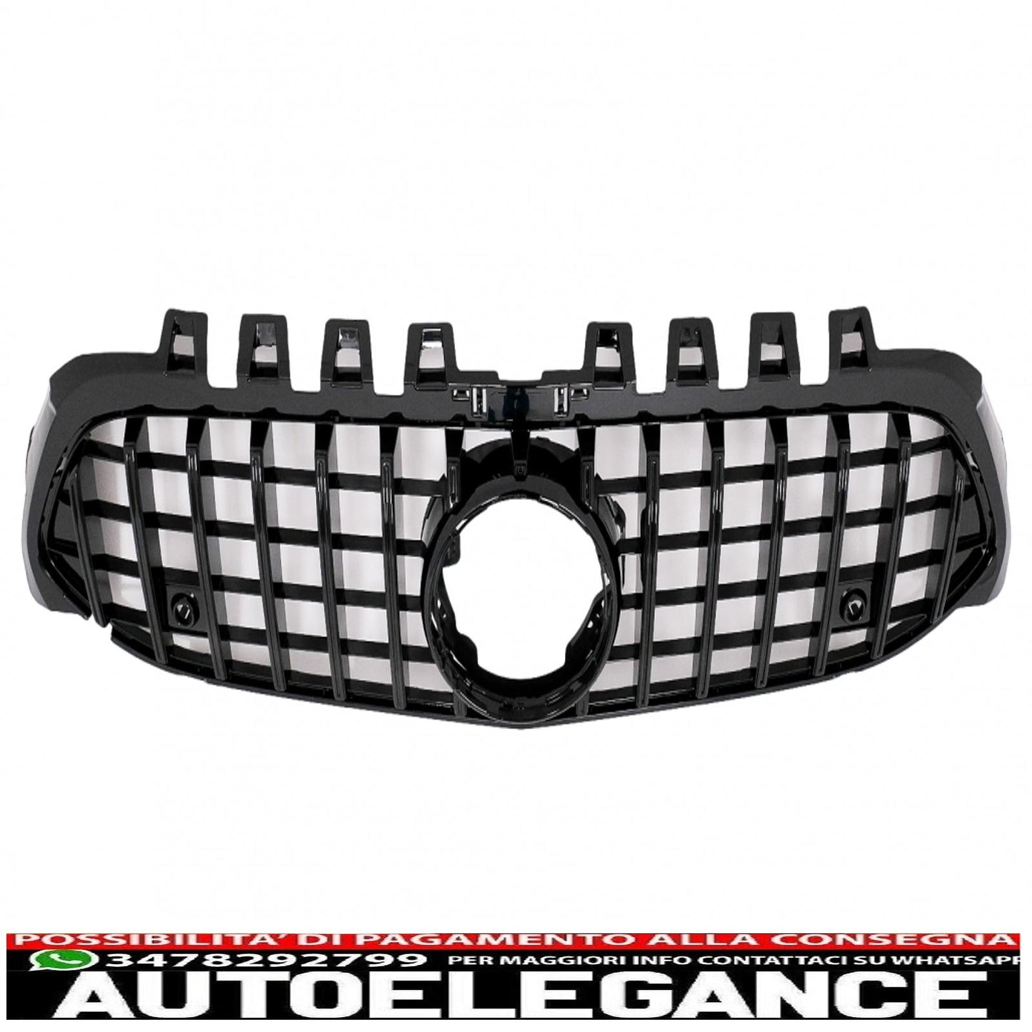central grille suitable for mercedes a-class w177 hatchback v177 sedan (04.2018-up) gt-r design panamericana black