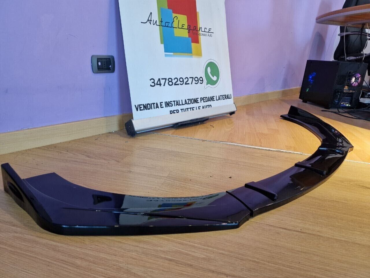 SPLITTER 3 PEZZI ADATTO PER AUDI TT 8J TT FV 2004-2019 LOOK NERO LUCIDO