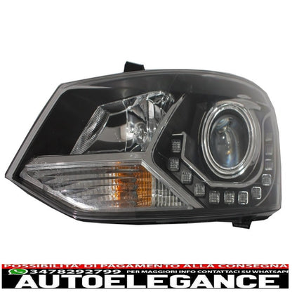 dayline headlights suitable for vw polo 6r 09+ led drl daytime running lights black optics