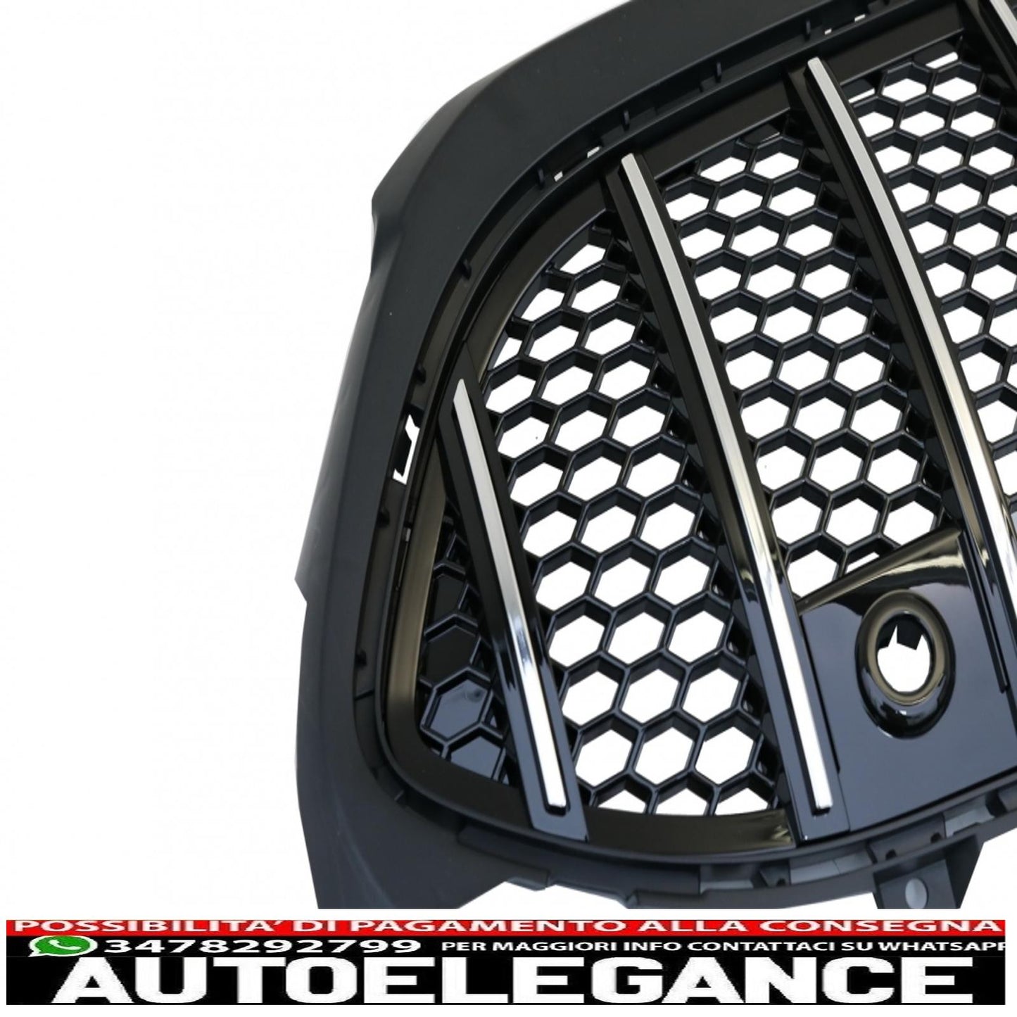 central grille suitable for mercedes a-class w177 hatchback v177 sedan (04.2018-) mesh gt-r design panamericana black chrome