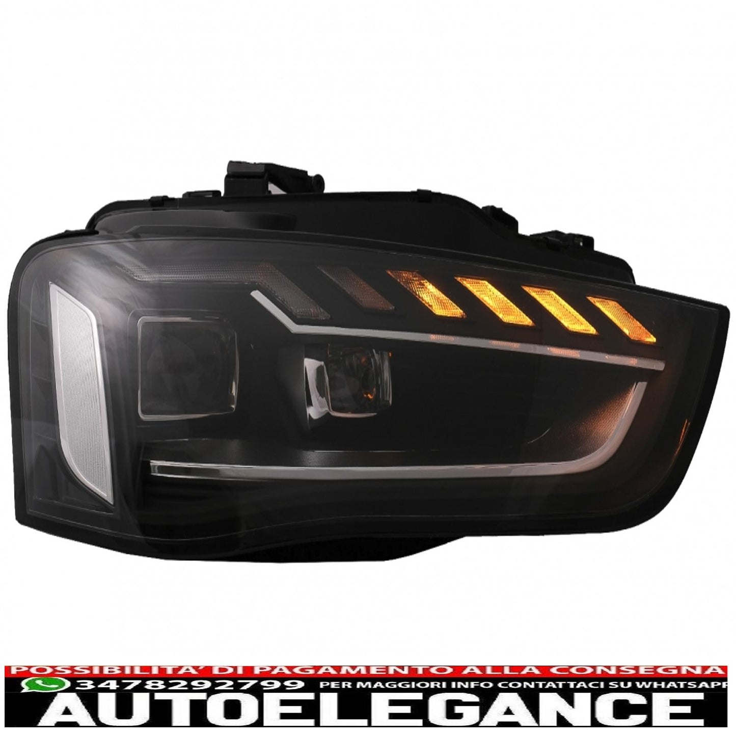 full led headlights suitable for audi a4 b8.5 facelift (2012-2015) dynamic sequential cornering lights black design a4 b9.5