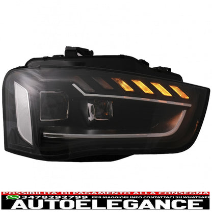 full led headlights suitable for audi a4 b8.5 facelift (2012-2015) dynamic sequential cornering lights black design a4 b9.5