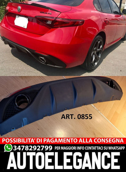 DAM SOTTO PARAURTI ALFA ROMEO GIULIA DIFFUSORE POSTERIORE TERMINALI NERI 0855 08