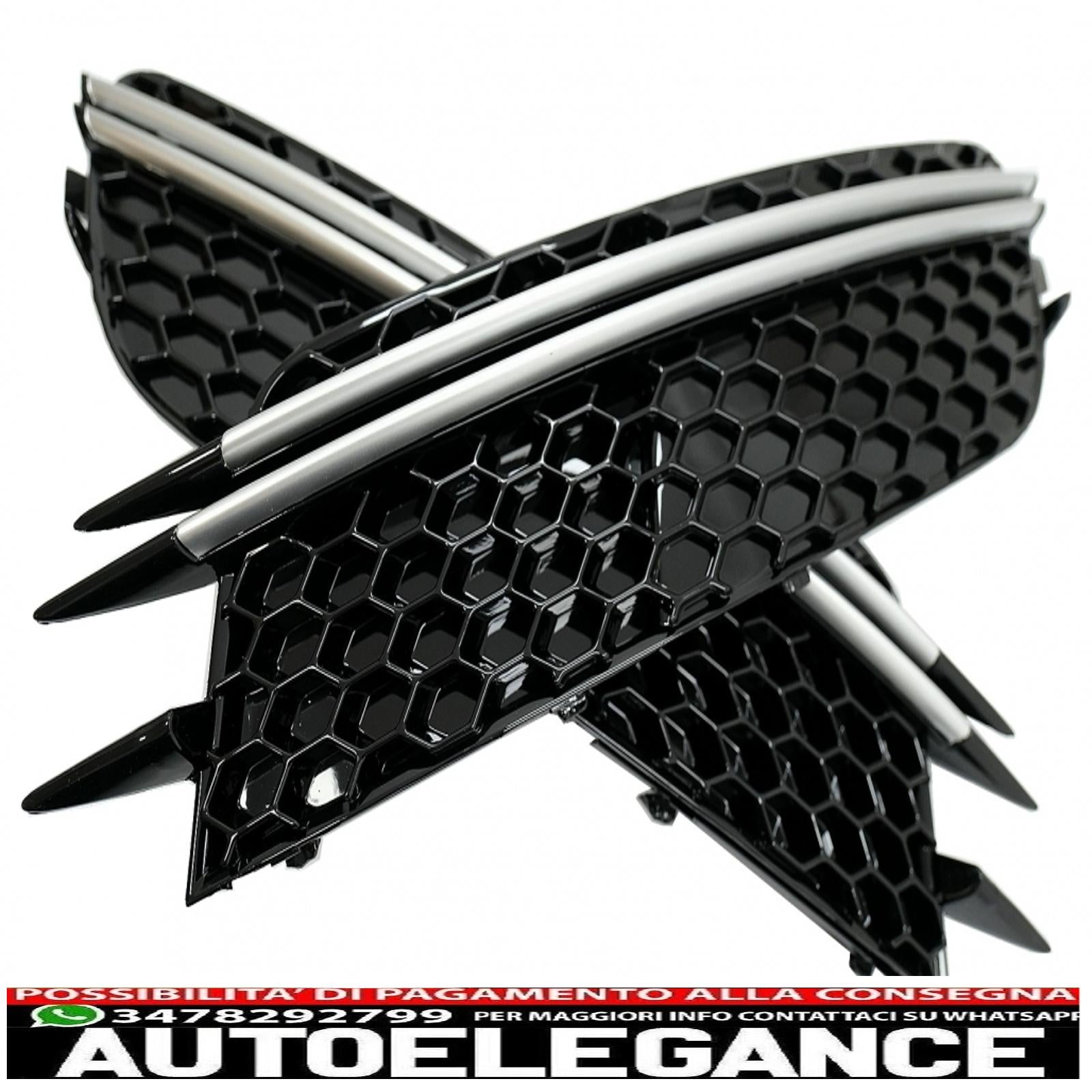 Copri griglie laterali paraurti adatte per audi a6 c7 4g (2012-2015) rs design nere con inserti in alluminio spazzolato AUTOELEGANCERICAMBI