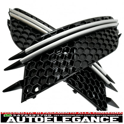 Copri griglie laterali paraurti adatte per audi a6 c7 4g (2012-2015) rs design nere con inserti in alluminio spazzolato AUTOELEGANCERICAMBI