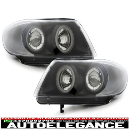 headlights suitable for bmw 3 series e90 (2005-2008) angel eye 2 black halo rims