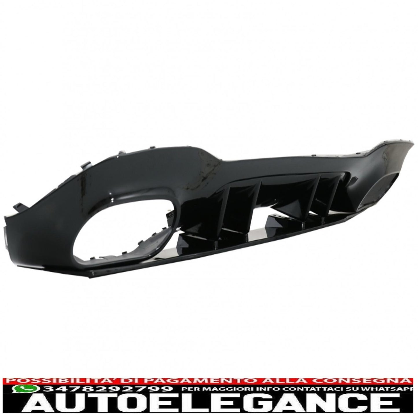 Rear bumper valance diffuser suitable for Mercedes A-Class W177 hatchback (2018-up) chrome exhaust tips