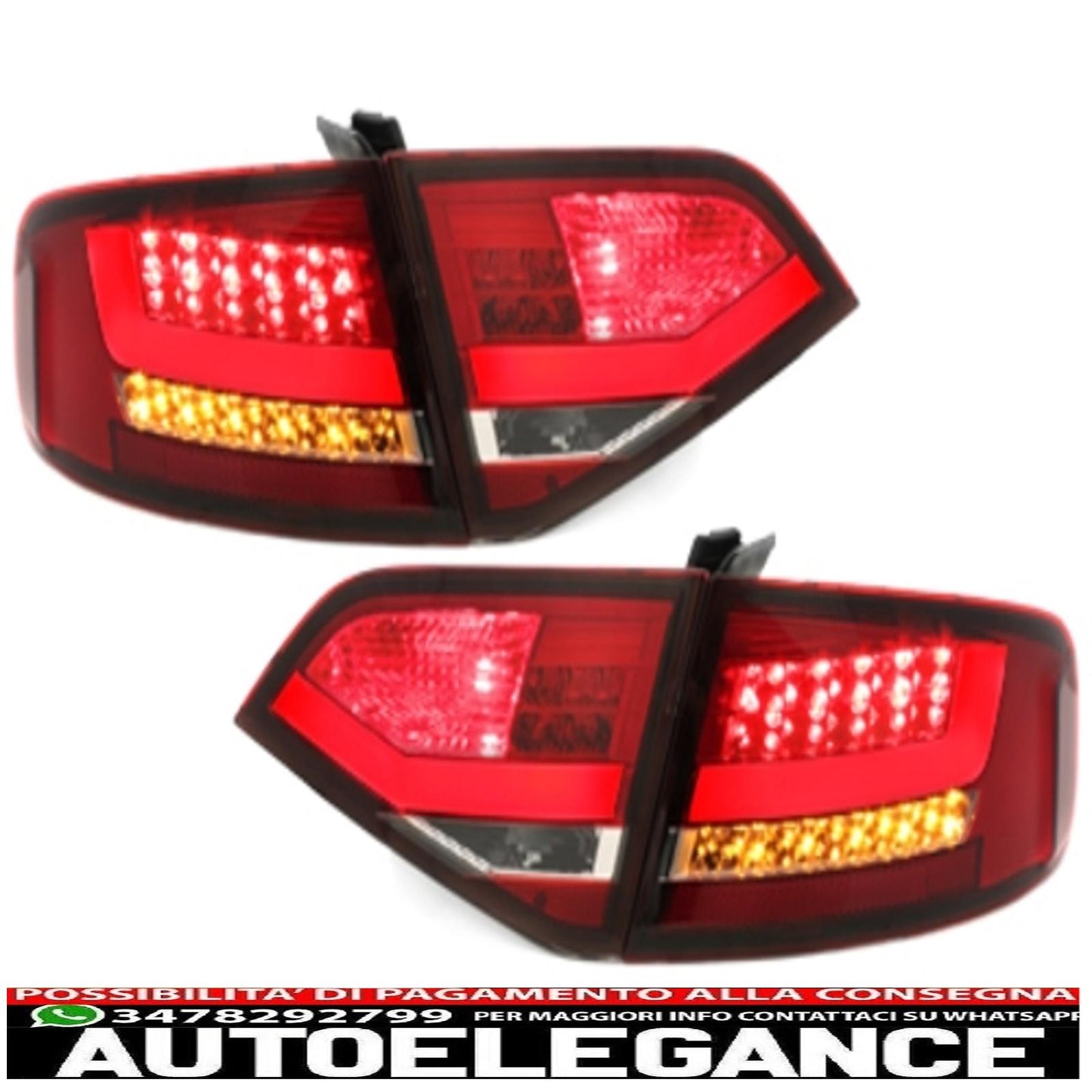 led rear lights suitable for audi a4 b8 8k sedan (2007-2010) red transparent