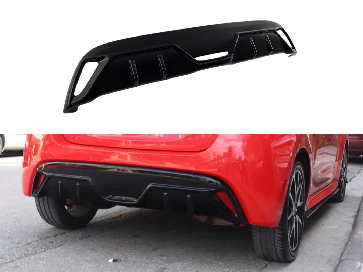 DIFFUSORE POSTERIORE ADATTO PER TOYOTA YARIS MK4 2020+ LOOK NERO DESIGN SPORTIVO