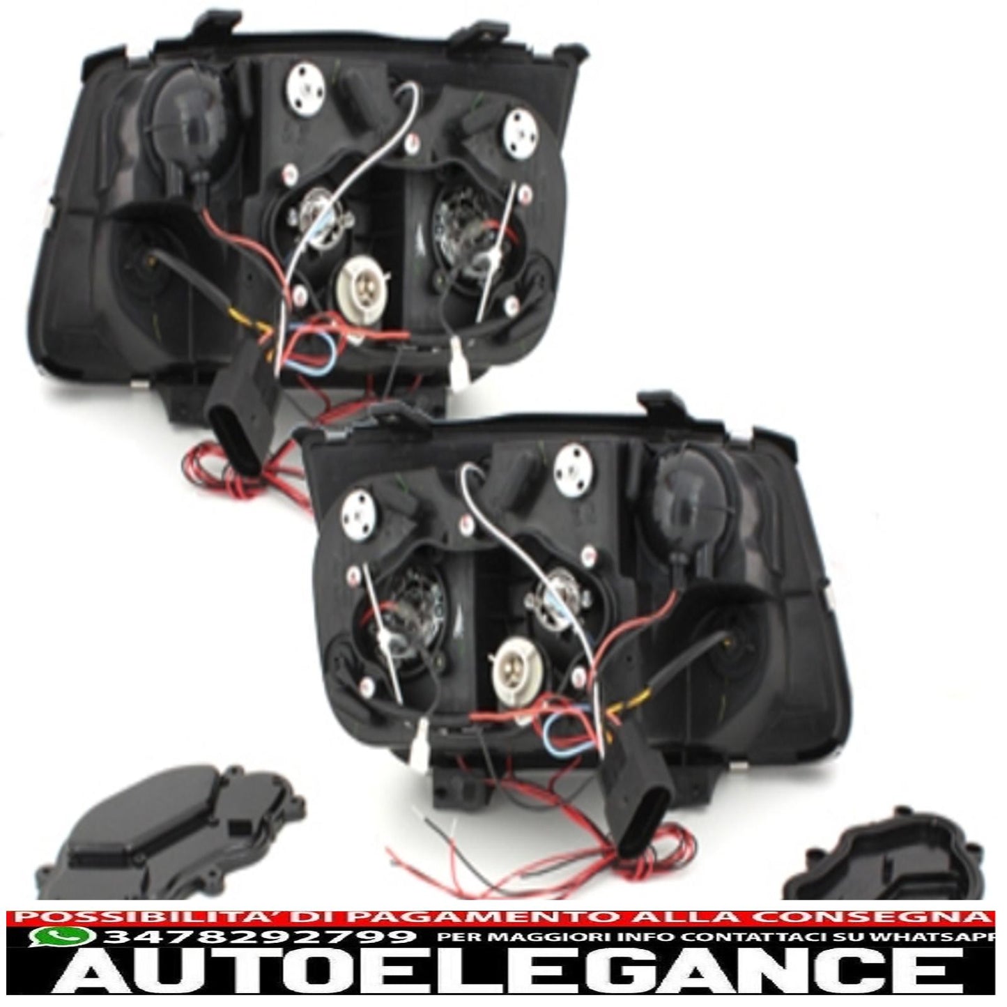 headlights suitable for vw bora (1998-2005) angel eye 2 black halo rims 
