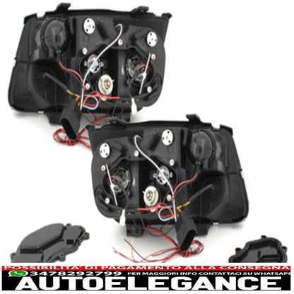 headlights suitable for vw bora (1998-2005) angel eye 2 black halo rims 