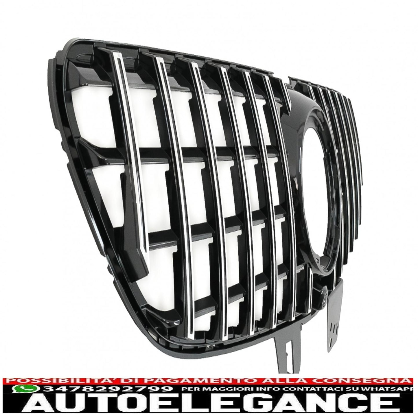 central grille suitable for mercedes v class w447 facelift (2020 onwards) gt r design panamericana black chrome