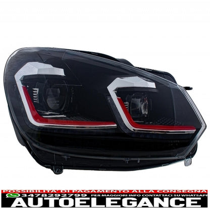 fari e fanali posteriori a led adatti per vw golf 6 vi (2008-2013) con restyling g7.5 gti look rossi fluenti indicatori di direzione sequenziali dinamici guida a sinistra