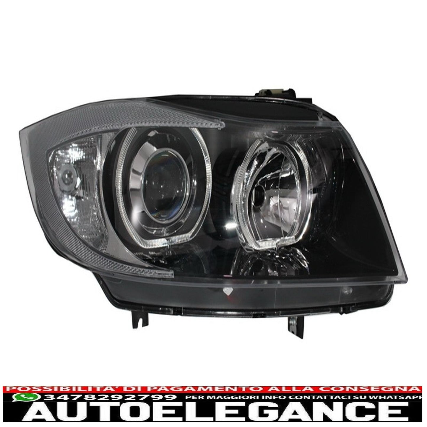 angel eye headlights suitable for bmw 3 series e90 sedan e91 touring (03.2005-2011) black 