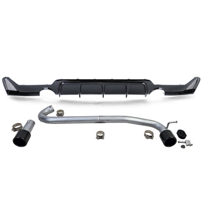 DIFFUSORE LUCIDO + TERMINALI DI SCARICO 1+1 ADATTI PER BMW SERIE 4 F32 F33 F36
