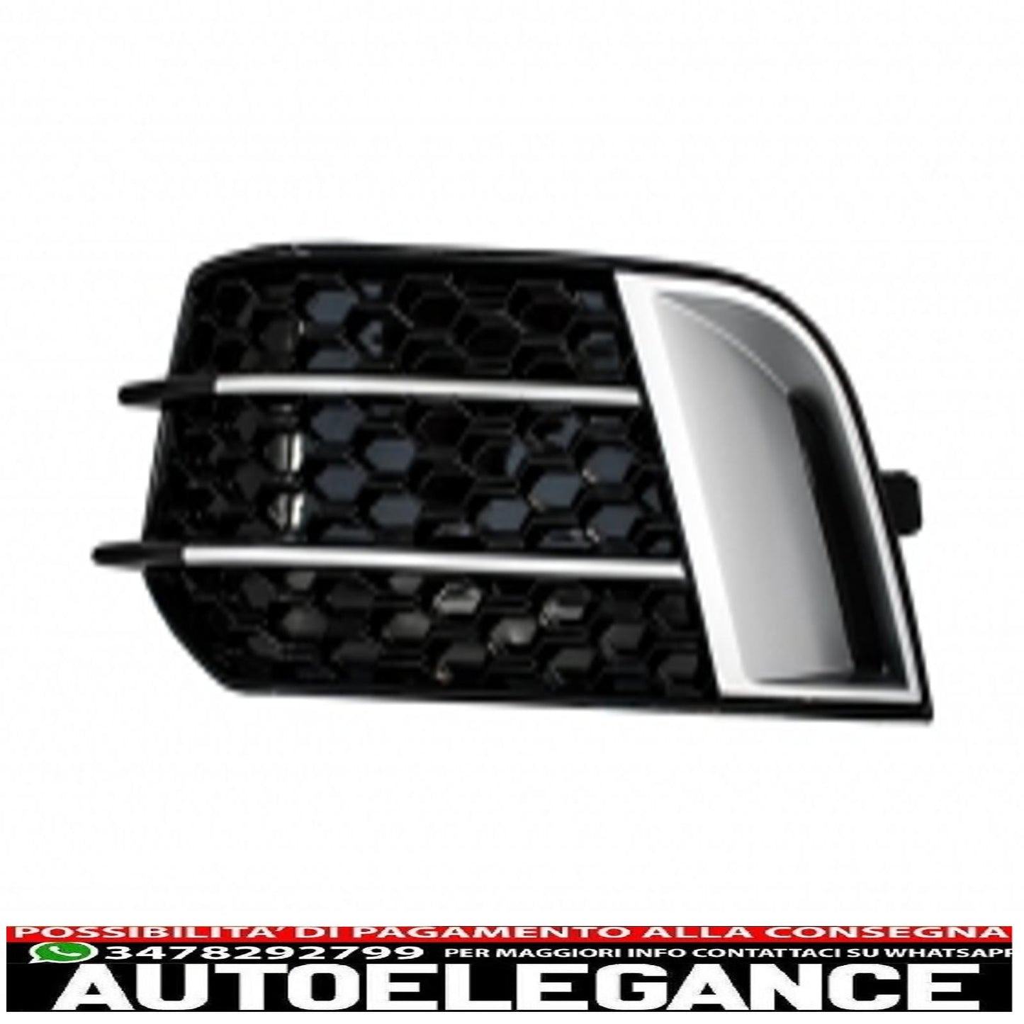 griglie laterali coperture fendinebbia adatte per audi a1 8x (2010-2015) rs1 design nero con inserti in alluminio spazzolato