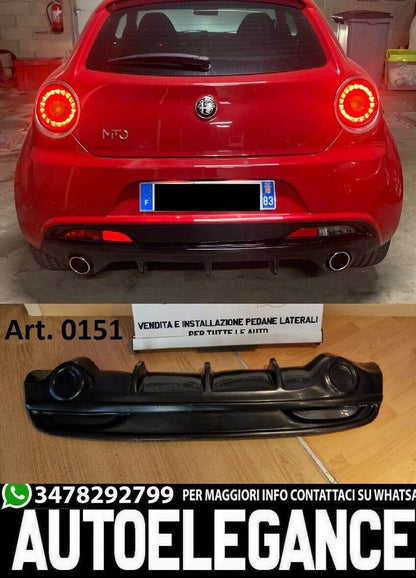 DIFFUSORE ALFA ROMEO MITO SOTTO PARAURTI POSTERIORE ESTRATTORE NERO LUCIDO 0151