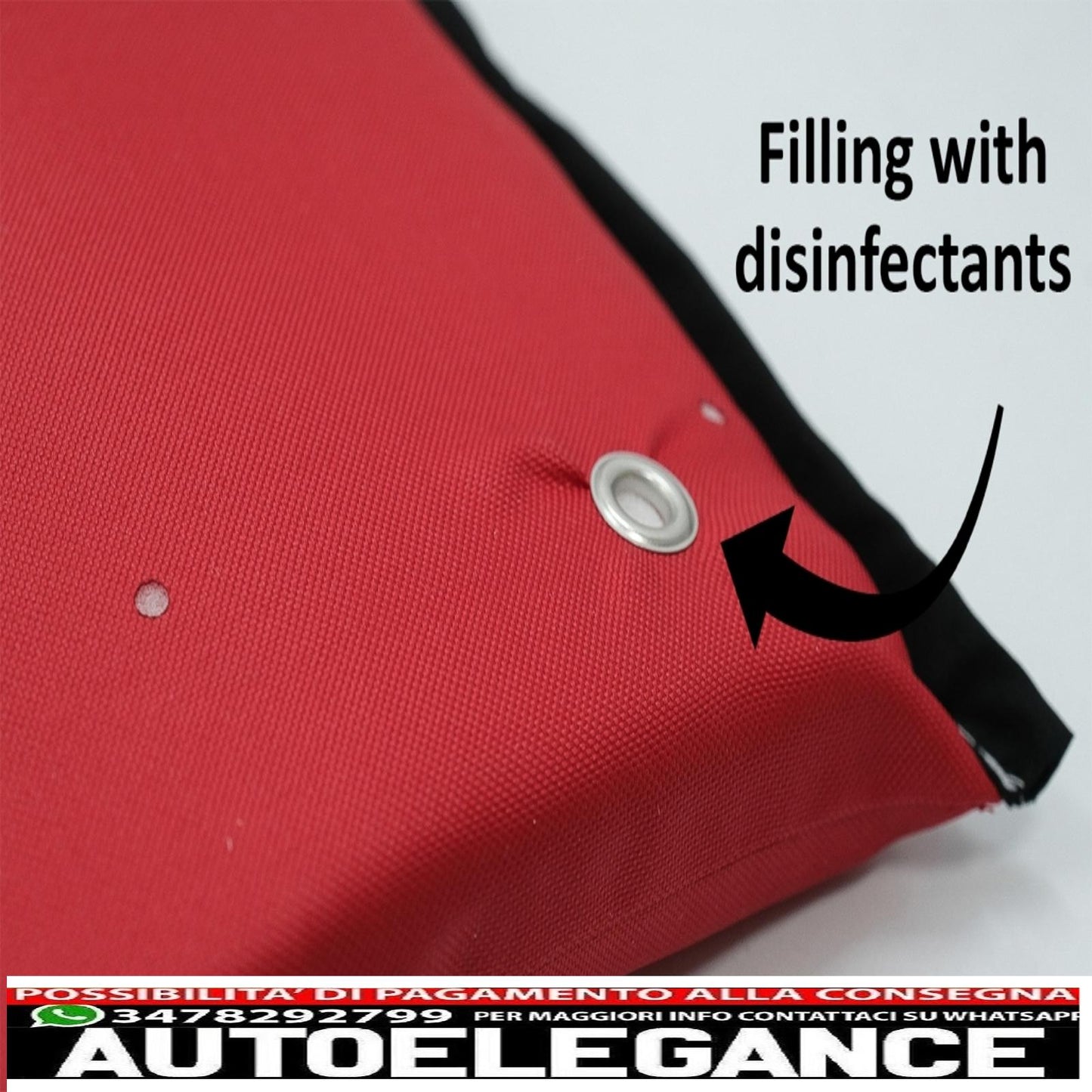 Red entrance doormat entrance for disinfection waterproof fabric washable at 90 degrees