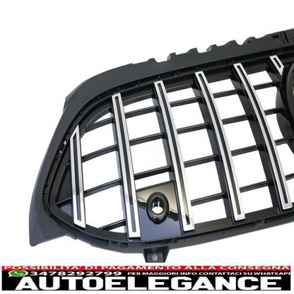 central grille suitable for mercedes a-class w177 hatchback v177 sedan (04.2018-up) gt-r design panamericana black chrome