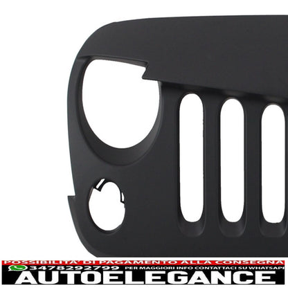 Front Center Grille with HID Bi-Xenon Headlights Fits for Jeep Wrangler Rubicon JK (2007-2017) Angry Bird Design 
