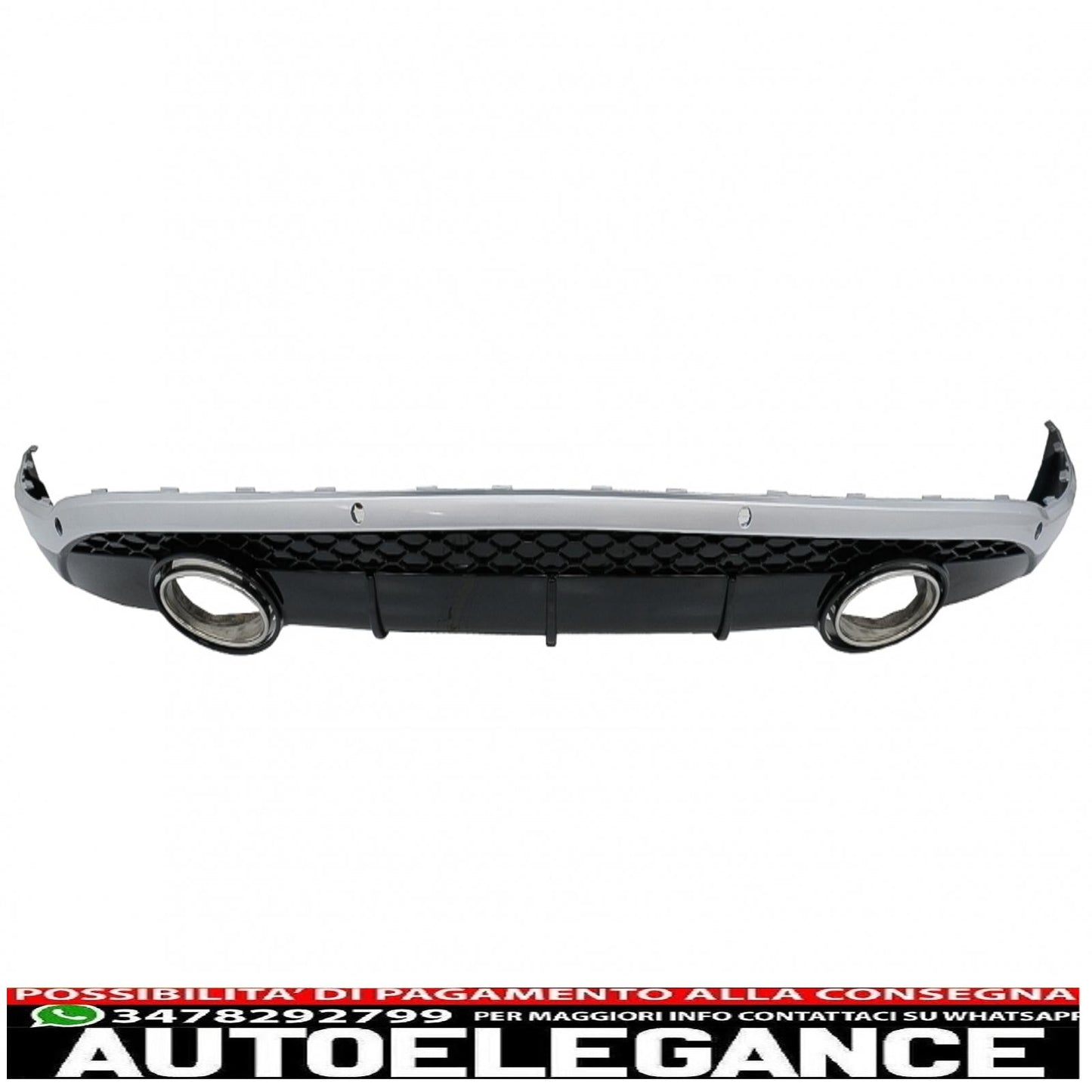 diffusore paraurti posteriore adatto per audi q5 8r (11.2008-2016) pianoforte nero cromato inserto design s-line