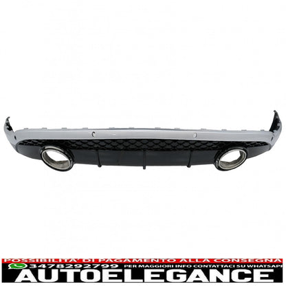 diffusore paraurti posteriore adatto per audi q5 8r (11.2008-2016) pianoforte nero cromato inserto design s-line
