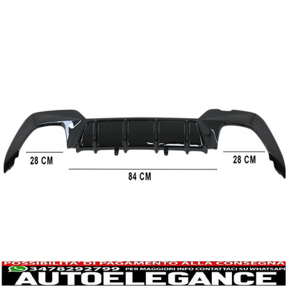 Diffusore mantovana per paraurti posteriore adatto per BMW Serie 3 G20 G28 Berlina G21 Touring (2018-up) M340i Design Nero