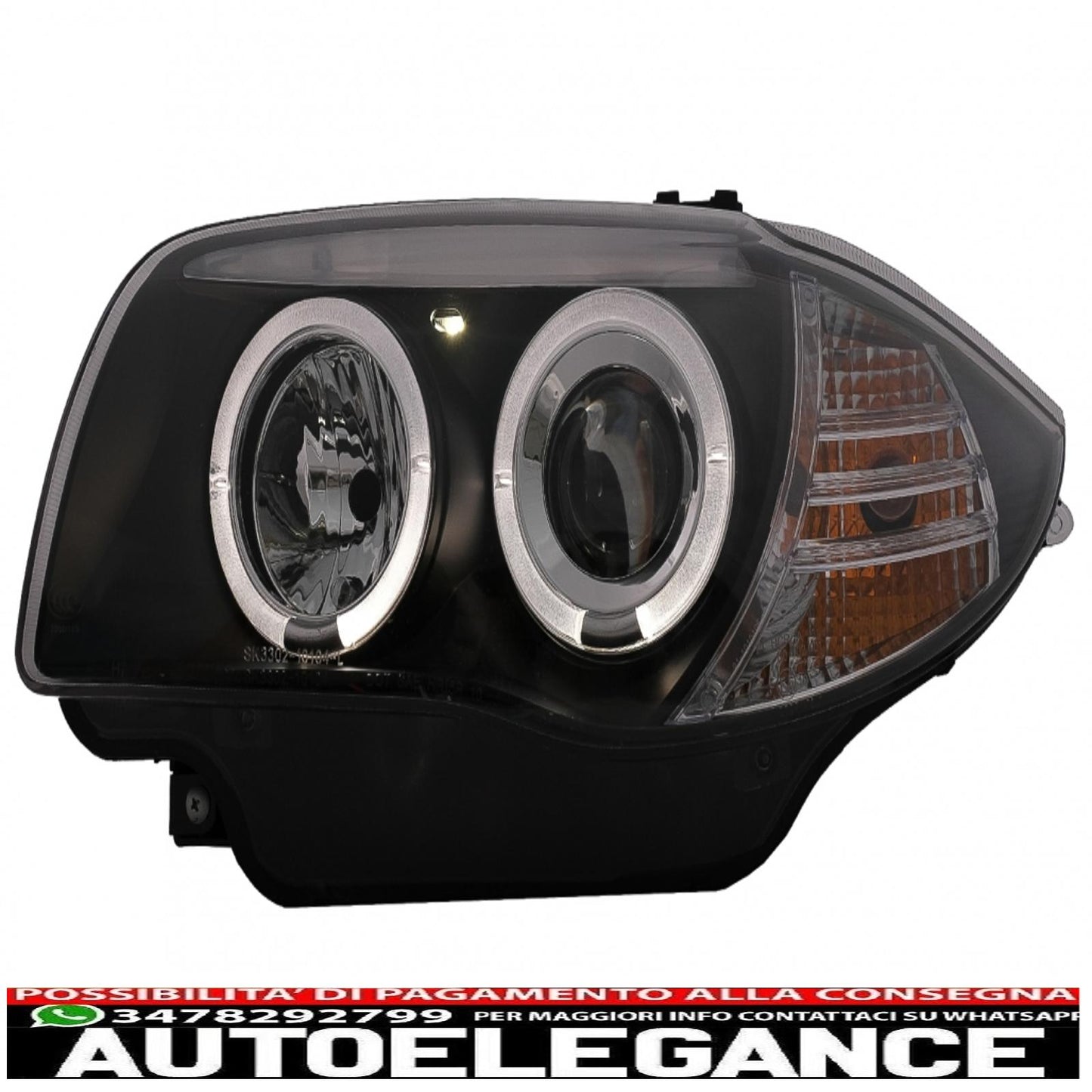 Angel eye headlights suitable for bmw 1 series e81 e82 e87 e88 (2004-2011) black 