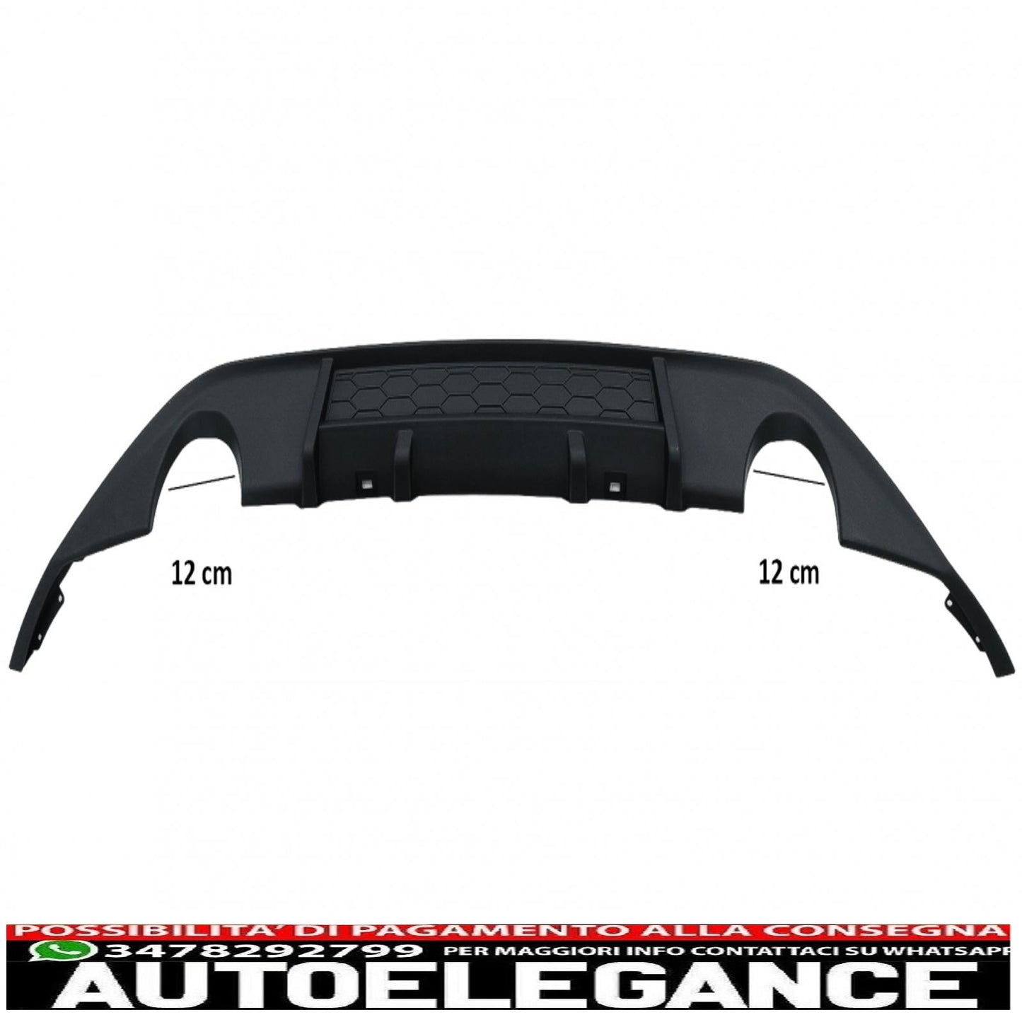 diffusore paraurti posteriore con doppia uscita per terminali di scarico singoli adatto per vw golf 7 vii (2013-2016) design gti