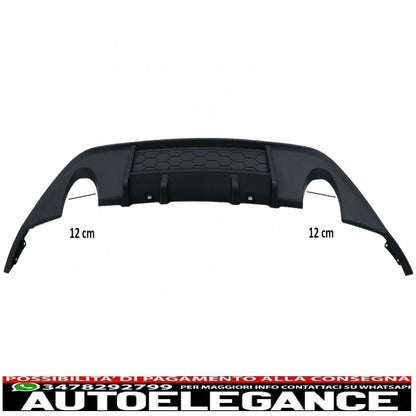 diffusore paraurti posteriore con doppia uscita per terminali di scarico singoli adatto per vw golf 7 vii (2013-2016) design gti