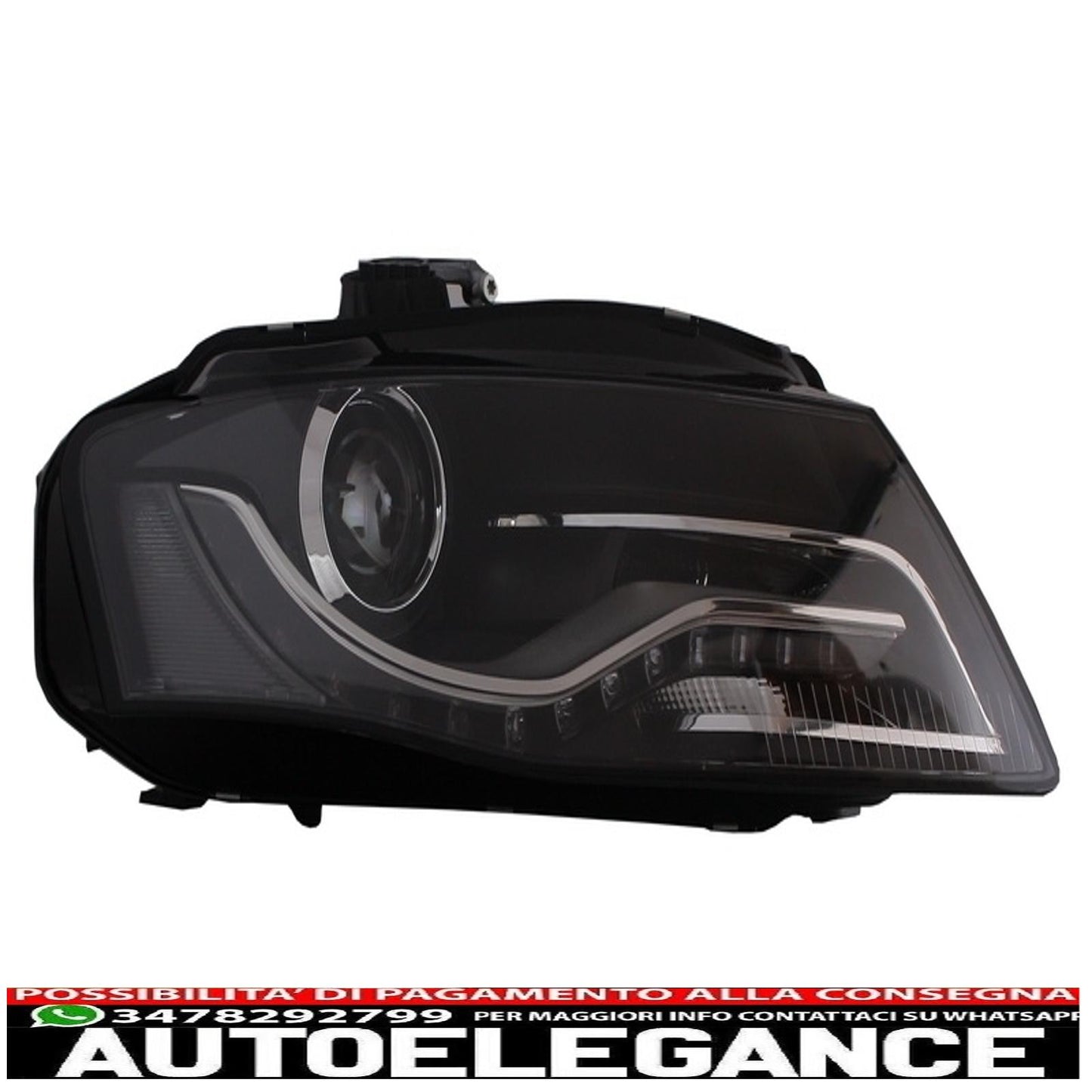 led drl headlights suitable for audi a4 b8 8k avant (2008-2011) with black/smoke led rear lights 