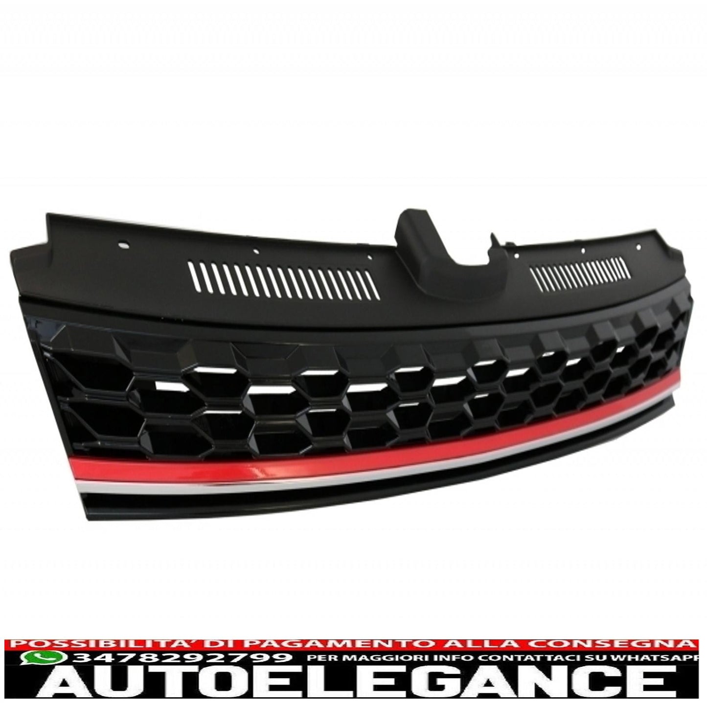 central grille without badge with led headlights on the right sequential dynamic cornering lights suitable for vw golf 7.5 vii facelift (2017-up) gti design red and chrome