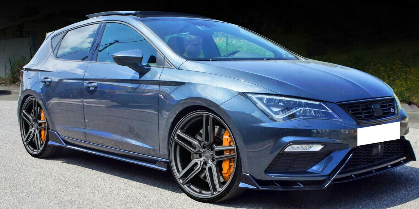 SEAT LEON 5F SPOILER FR SIDE SPOILERS UNDER SKIRT ABS BLACK SPLITTER MUSTACHE