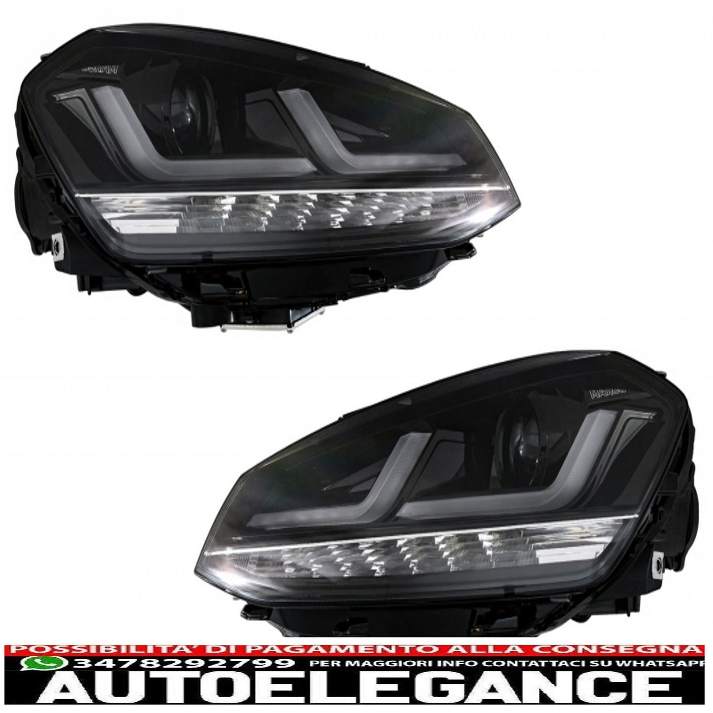 Osram full led headlights with dynamic mirror indicators suitable for vw golf 7 vii (2012-2017) black upgrade 