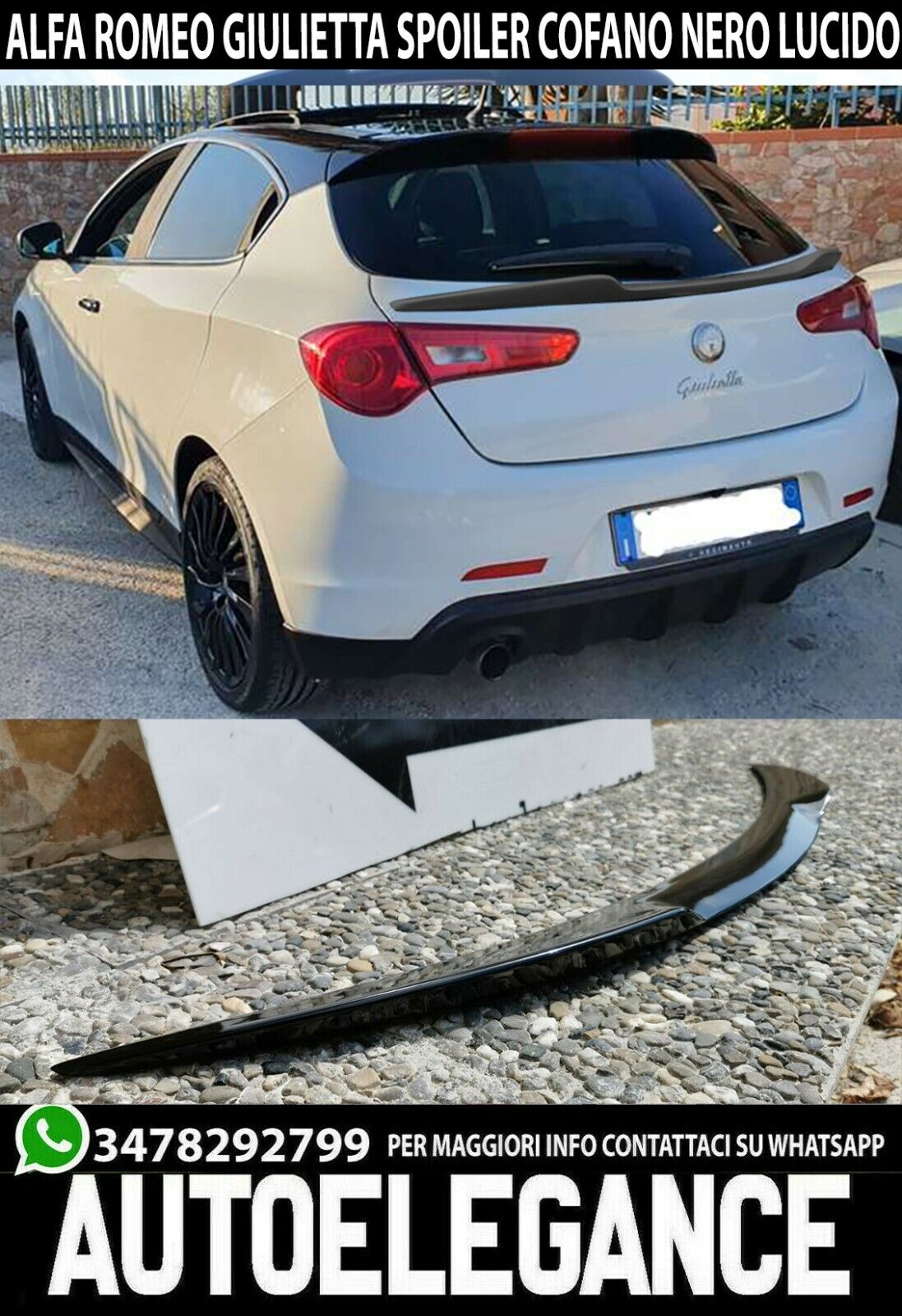 ALFA ROMEO GIULIETTA SPOILER POSTERIORE COFANO NERO LUCIDO 0073 AUTOELEGANCERICAMBI