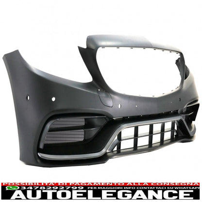 Front bumper with grille and boot spoiler piano black suitable for mercedes c class c205 (2014-2018) c63 gt-r design