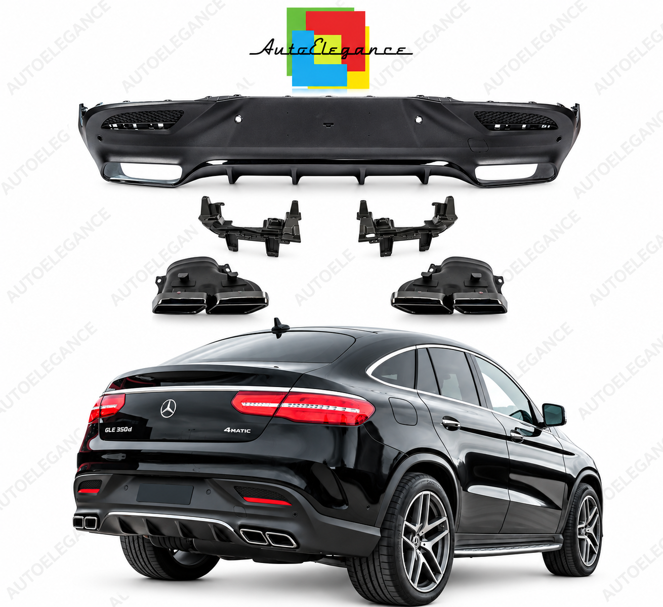 👉Diffusore + Terminali neri GLE63 AMG Look adatto per GLE Coupé (C292) 15-19👈