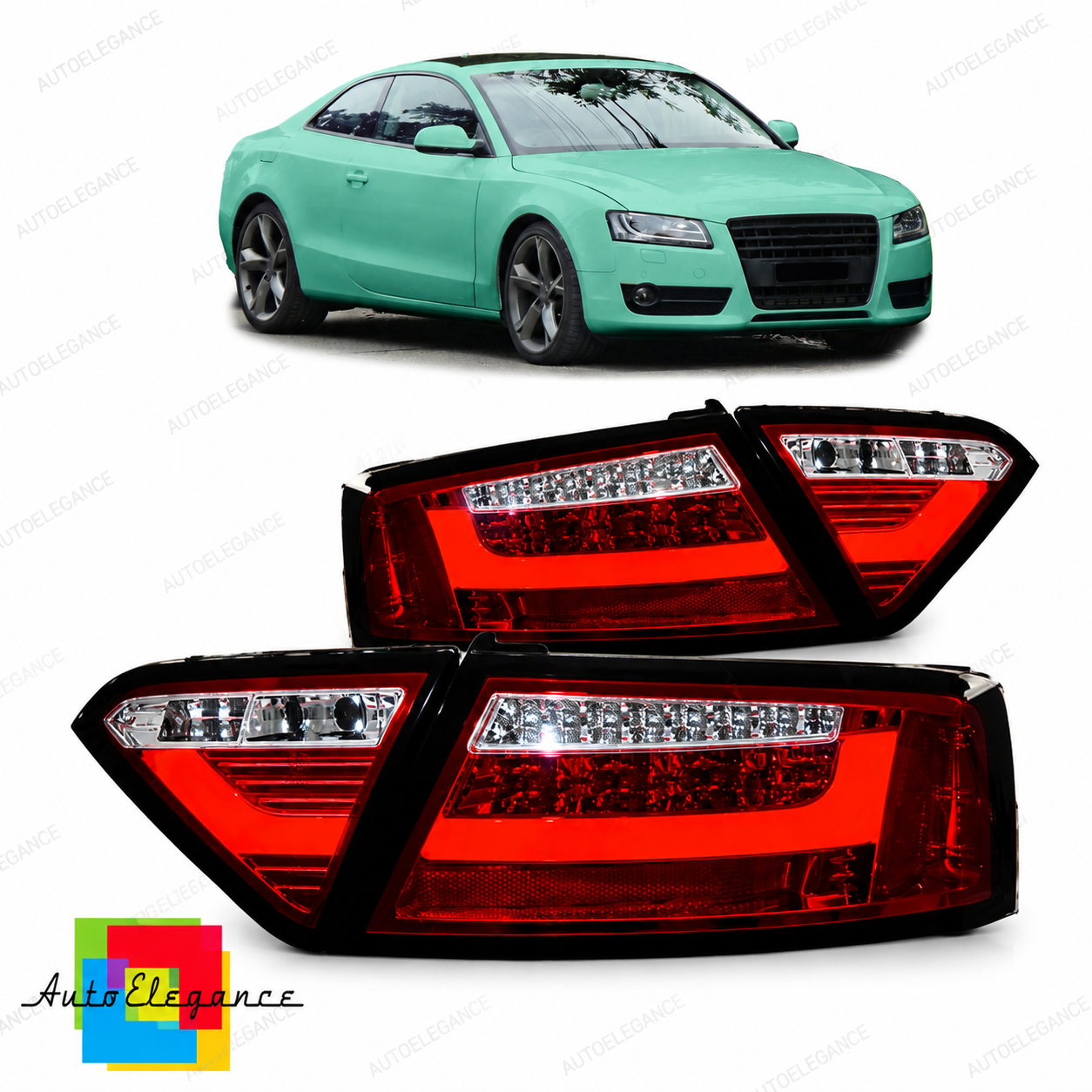👉Fanali posteriori LED rossi trasparenti adatti per Audi A5 (8T) 2007-2009👈
