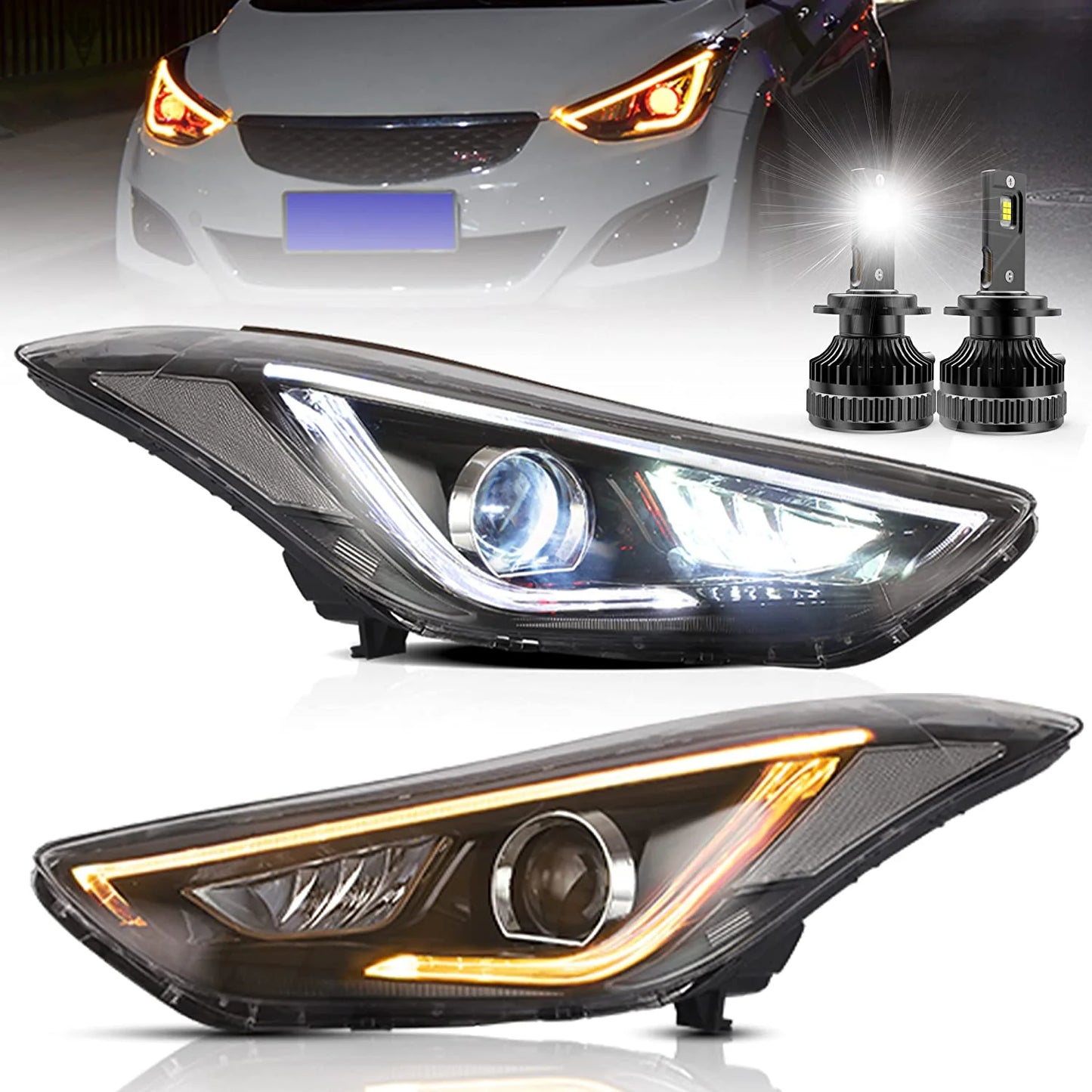 Fari a proiettore LED con lampadine D2S/D2H adatti per Hyundai Elantra 2012-2015【Avante MD】