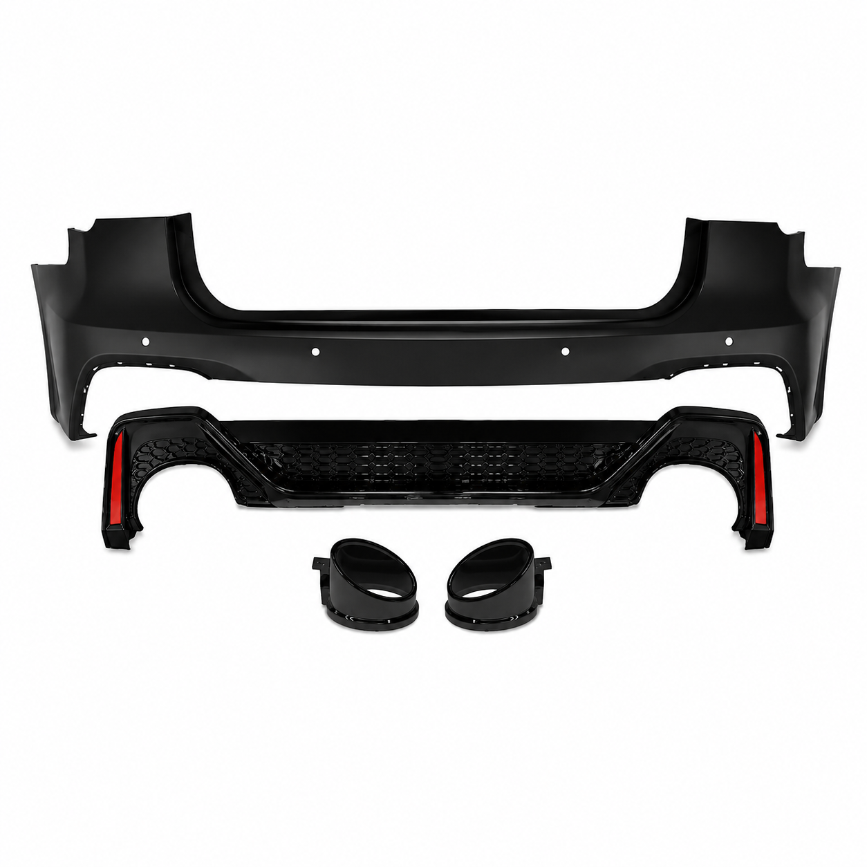 👉Paraurti Posteriore AudiA6 Avant 19-24 Look RS6 Diffusore+Terminali Neri ABS👈