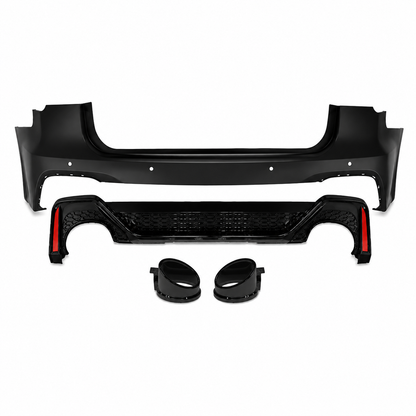 👉Paraurti Posteriore AudiA6 Avant 19-24 Look RS6 Diffusore+Terminali Neri ABS👈