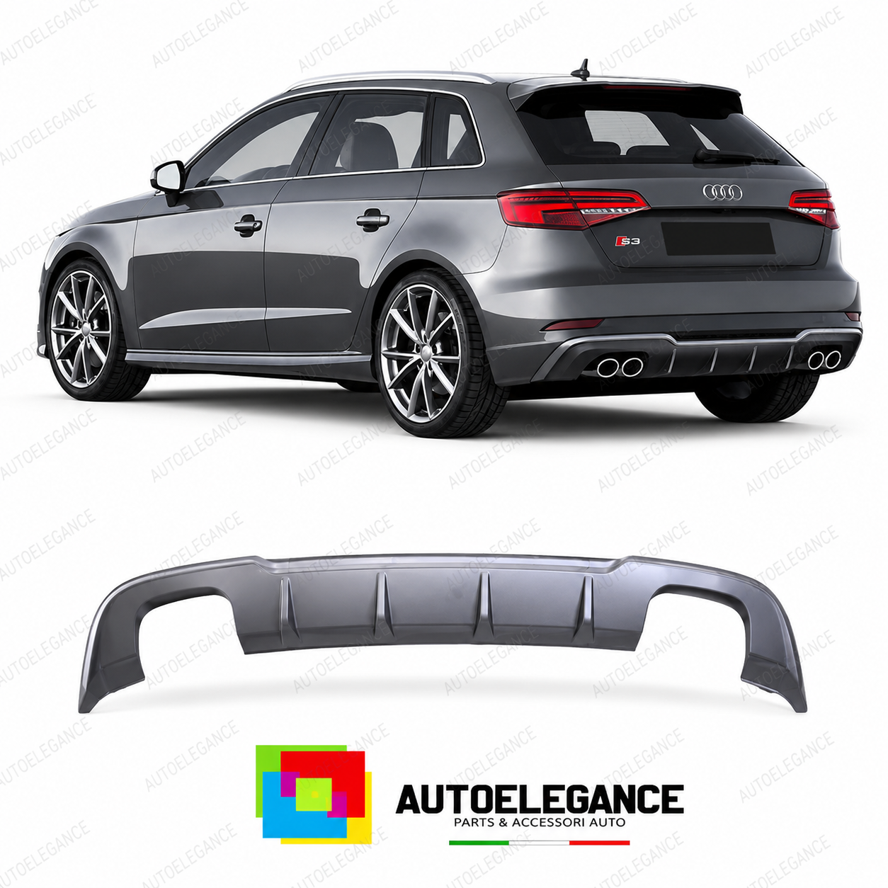 DIFFUSORE AUDI A3 HATCHBACK 17-20 LOOK S3 OO---OO