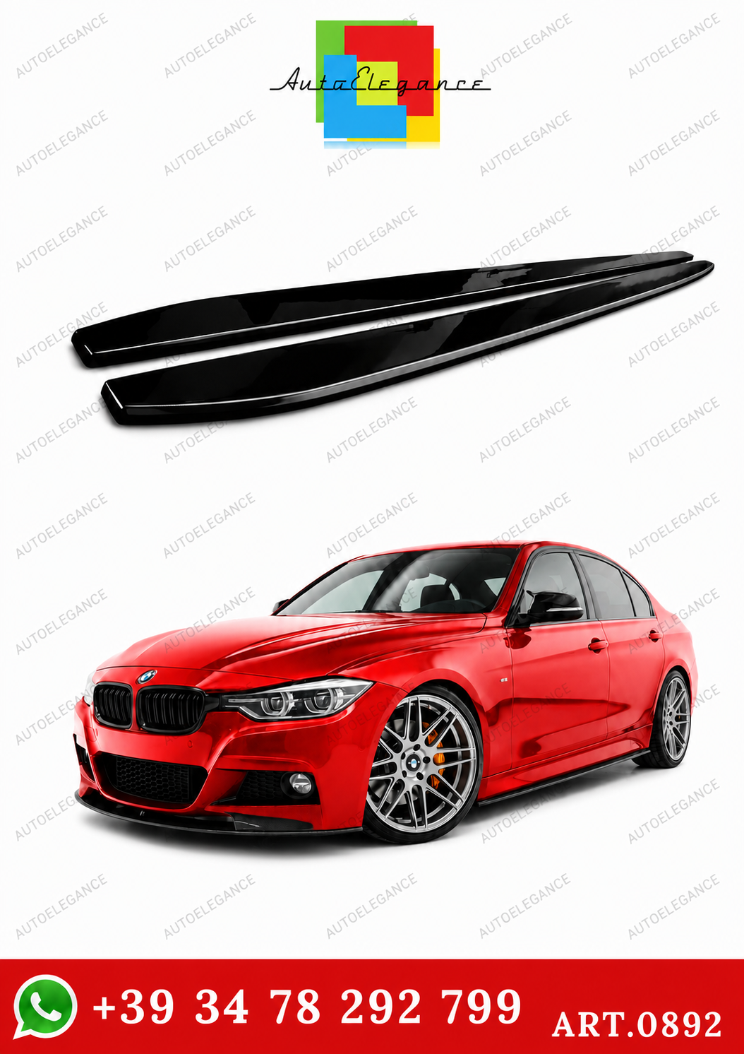 0892 BMW SERIE 3 F30 F31 SPLITTER SOTTO MINIGONNE LATERALI SOTTOPORTA  ABS